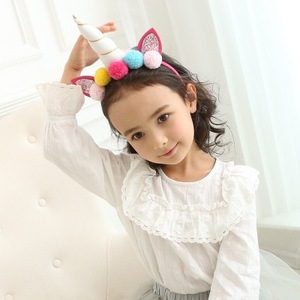 Mignon Boules de Poils Licorne Corne <span class=keywords><strong>Bandeau</strong></span> <span class=keywords><strong>Lapin</strong></span> <span class=keywords><strong>Oreille</strong></span> <span class=keywords><strong>Bandeau</strong></span> Bébé Princesse Festival Cheveux Accessoires - Product Image 1