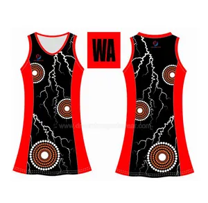 Benutzer definierte Sublimation uniform Aboriginals Turnier australischen Club Netball Team Trikots Kleider mit indigenen Design