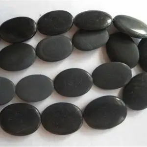 Loos gema piedra negra mate oval 16 pulgadas cuentas