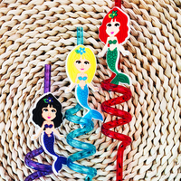Pailles en PETG de qualité supérieure, réutilisables, amusantes, pour bar, accessoires de fête, décorations d'anniversaire pour enfants, thème sirène