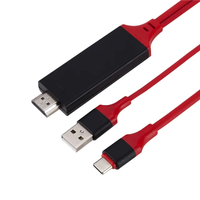 Cabo usb tipo c para hdmi de alta qualidade, com carregamento de energia 1080p