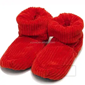Rote Farbe Mikrowelle Slipper Stiefel heiße Mikrowelle benutzer definierte Plüsch Hausschuhe Mikrowelle heiße Socken Hausschuhe