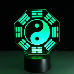 Previsione cinese Feng Shui Taiji Bagua lampada Yin Yang Tai Acht Trigram Trigram Night Light Home Office lampada da tavolo