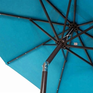 Marco de acero de 9 pies, parasol solar en polvo para exteriores, 32 luces LED, sombrilla para <span class=keywords><strong>patio</strong></span>, mesa, mercado, paraguas de 270cm con inclinación y manivela - Product Image 4