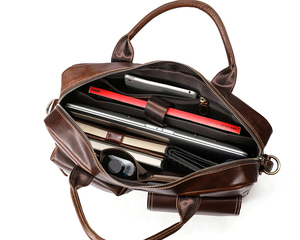Amazonbolsos leather cowhide leather coat fashion Men's purse shoulder bussiness briefcase men bag - Product Image 5