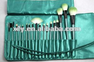 18 Pcs de haute qualité poils de chèvre maquillage cosmétiques brosse ensemble aigue - marine étui en cuir avec deux sangles - Product Image 1
