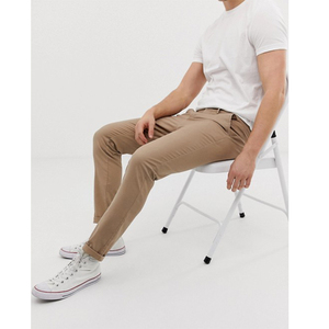 OEM vendita calda Casual con bottone da taschino da <span class=keywords><strong>uomo</strong></span> <span class=keywords><strong>Skinny</strong></span> Fit <span class=keywords><strong>pantaloni</strong></span> <span class=keywords><strong>chino</strong></span> kaki in cotone blu scuro - Product Image 4