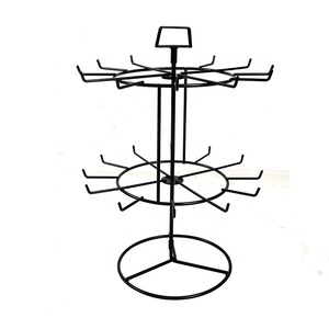 2 lớp Màu Đen Kim Loại Countertop Trang Sức Xoay Hiển Thị Đứng Bông Tai Và Vòng Cổ Hiển Thị Đứng Giá - Product Image 1