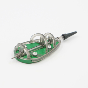 Estoques de pesca de carpa, venda por atacado de fábrica, alimentador de método plano para pesca de carpa com molde 30g 40g, 50g 3 + 1 conjunto, pintura verde