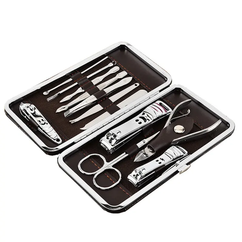 Hot Selling 12個Nail Care Tool Kit Scissor Stainless Steel Metal Pedicure Pocket Nail Manicure Set
