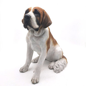 Al por mayor jardín, escultura animal, de fibra de vidrio de tamaño de la vida sentado <span class=keywords><strong>saint</strong></span> <span class=keywords><strong>bernard</strong></span> de resina estatuas - Product Image 1