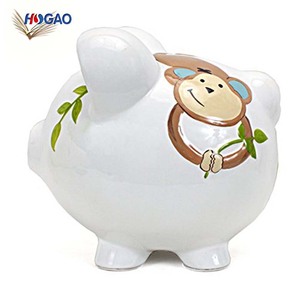 Çin özel Logo seramik domuz para kutusu seramik para kutusu, seramik kumbara çocuk hediyesi - Product Image 5