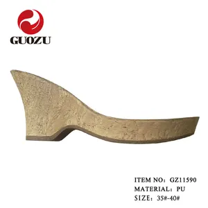 Soles For Make Sandals Wood Pattern High Heel PU Sole Design For Women Sandal Making