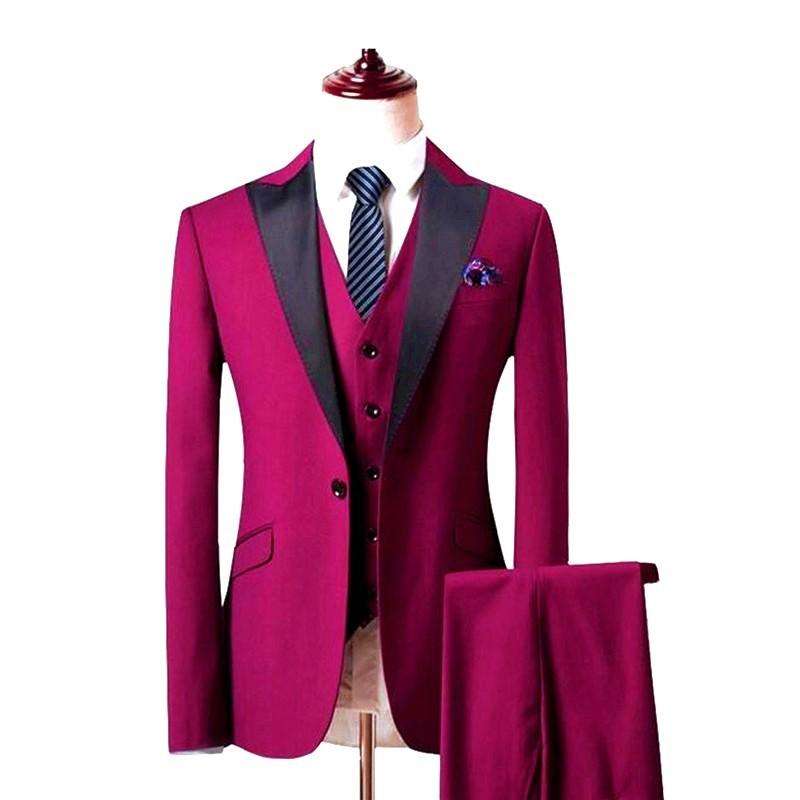 Shop Our One Button Groomsmen Hot Pink Groom Tuxedos