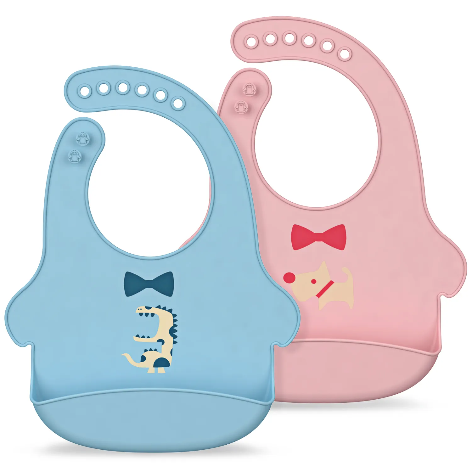 Детские Водонепроницаемые силиконовые нагрудники с принтом животных, удобные мягкие легко чистящие нагрудники с большим закатным карманом для новорожденных