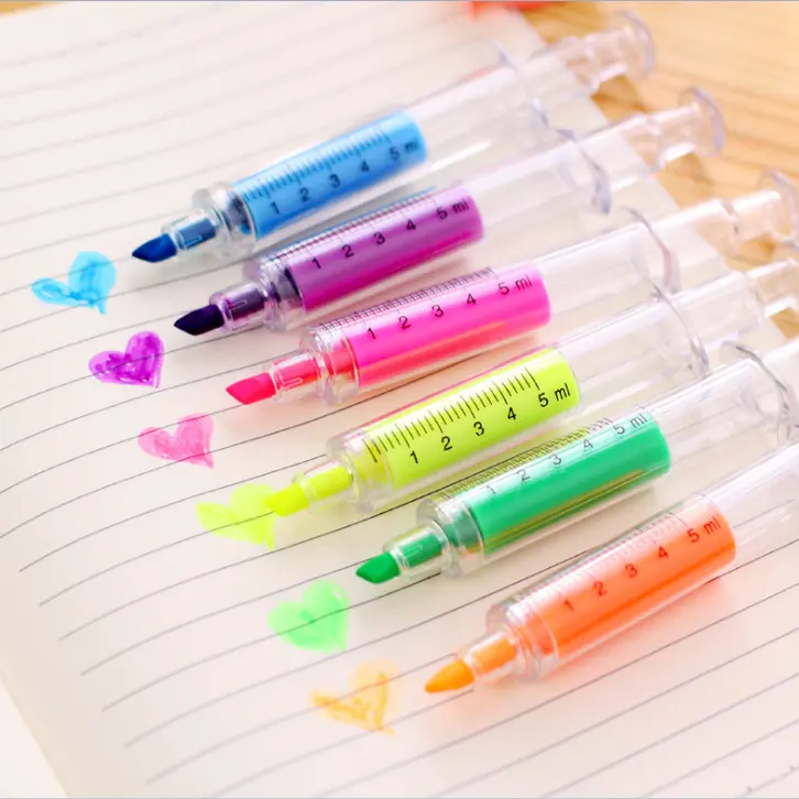 حفظ 20% حار بيع مكتب القرطاسية الإبداعية قابل للغسل غير سامة إبرة على شكل متعدد الألوان قلم تحديد للترقية