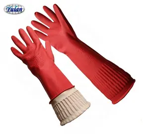 Yulan H380 Pink Green Long Cuff Household Latex Gloves