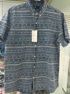 Mens <span class=keywords><strong>DENIM</strong></span> impreso camisa de mangas cortas- S17 - Product Image 1