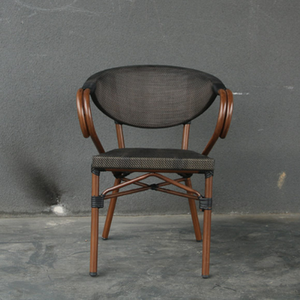 Hiện đại pháp Bistro ghế ngoài trời với tre nhìn tay vịn wicker mây cho Patio hoặc phòng khách/phòng ăn vật liệu kim loại - Product Image 3