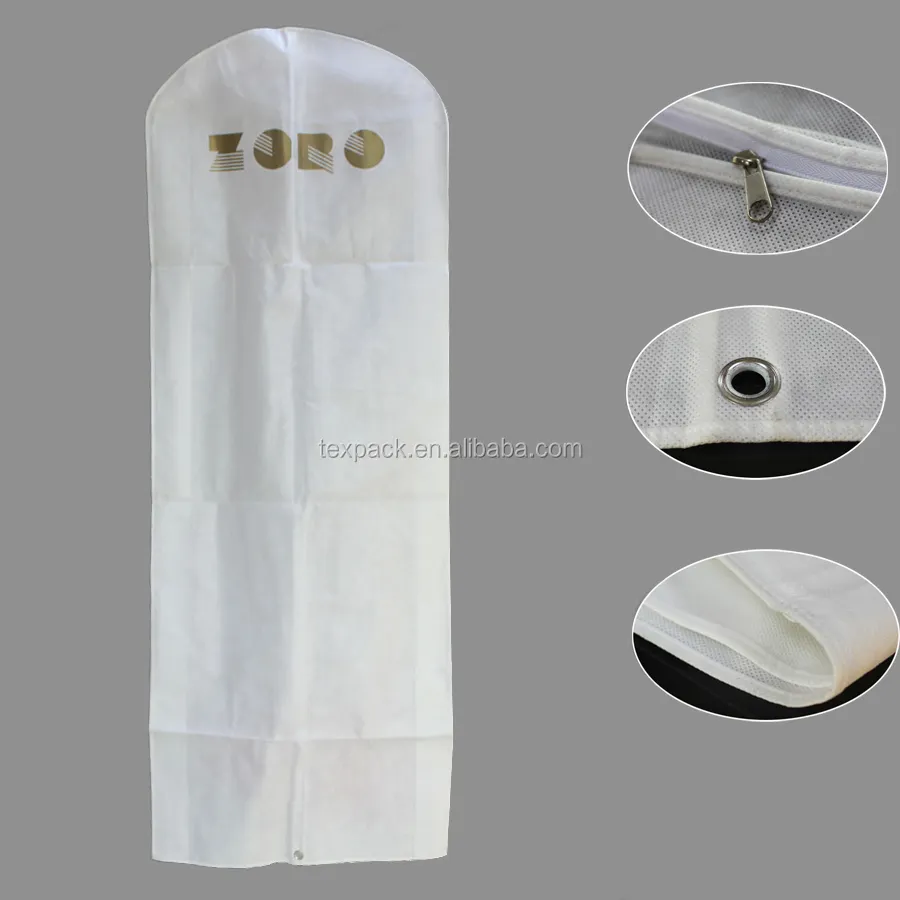 White Non-Woven Wedding Dress Packaging Bags for Bridal Use Secure with Screen Printing Surface Treatment