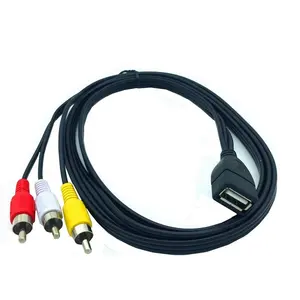 5ft USB 2.0 Female Connector To 3 RCA Male AV Video Adapter Cable for TV PC