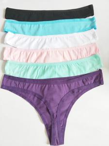 Taglie forti <span class=keywords><strong>6</strong></span> mutandine di cotone 95% di colore per le donne T- Back perizoma biancheria intima per gli Stati Uniti - Product Image 3