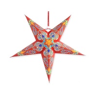 Vente en gros de lanternes étoilées en papier coloré Ornement étoilé en papier de Noël importé