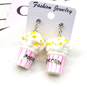 Bông Tai Mới Bỏng Ngô Bông Tai Đáng Yêu Thời Trang Hợp Thời Trang Nhật Bản Và Hàn Quốc Phim Hoạt Hình Bỏng Ngô Mô Phỏng 3D Dangle Bông Tai Nhựa - Product Image 4