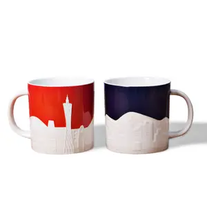 Taza inspirada en la ciudad de Nueva York, taza de café de cerámica NYC | Ciudad del centro de Manhattan Skyline | Empire State Building & Times Square