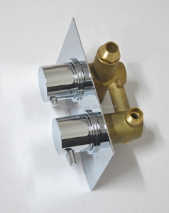Concealed <strong>Thermostatic</strong> <strong>Shower</strong> Valve Mixer <strong>Tap</strong> Square 2 Dial 2 Way Ceramic Valve Core Chrome Finish Modern Design - Product Image 5