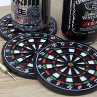 Sous-verres fantaisie en plastique ABS noir, style européen, motif cible de fléchettes, 4 pièces, vente directe usine, pour décoration intérieure