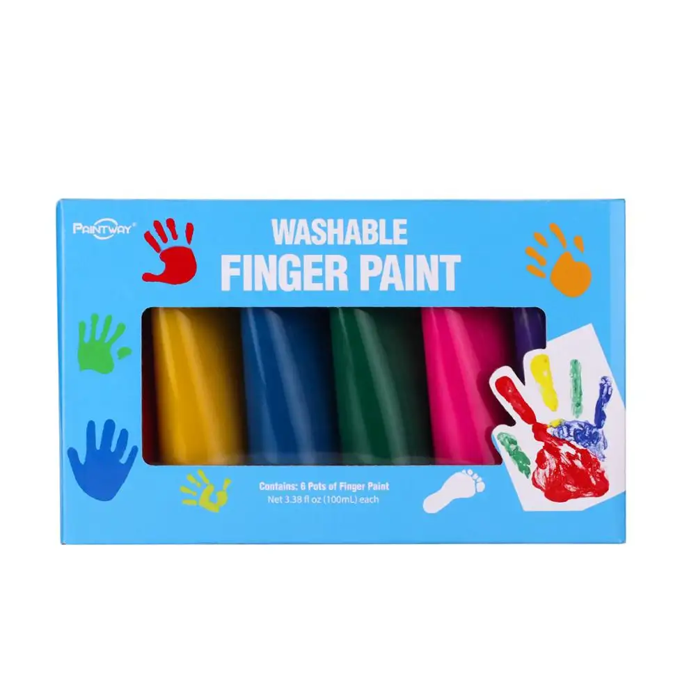 6 шт., 100 мл, моющаяся краска для пальцев для маленьких детей, рисование на бумаге и в ванной комнате