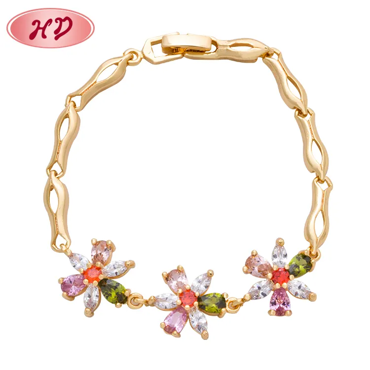 Alloy Material Colorful Zircon Stone Popular Charm Bangle Bracelets