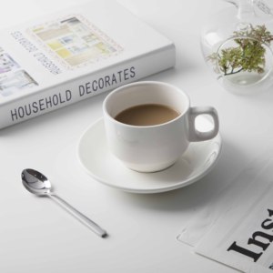 Stock produttore tazza da <span class=keywords><strong>caffè</strong></span> in ceramica a basso prezzo con piattino, <span class=keywords><strong>Set</strong></span> di 4 tazze da <span class=keywords><strong>caffè</strong></span> in ceramica @ - Product Image 1