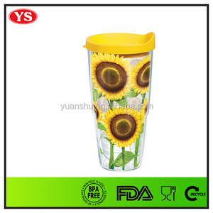 <span class=keywords><strong>24</strong></span> oz de plástico de girasol de aislamiento vasos con amarillo tapa - Product Image 1