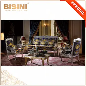 Juego de Sofás de Salón Estilo Real Italiano, Muebles de Salón de Diseño de Cisne de Lujo, Sofá de Color Brillante con Tallado Delicado - Product Image 1