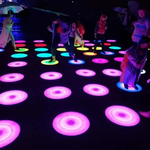 Amusement RGB 50cm round led brick light dance floor touch sensitive floor lamp for interactive activity