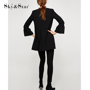 Mujeres negro Slim trajes perla detalles manga larga mujeres abrigo - Product Image 4