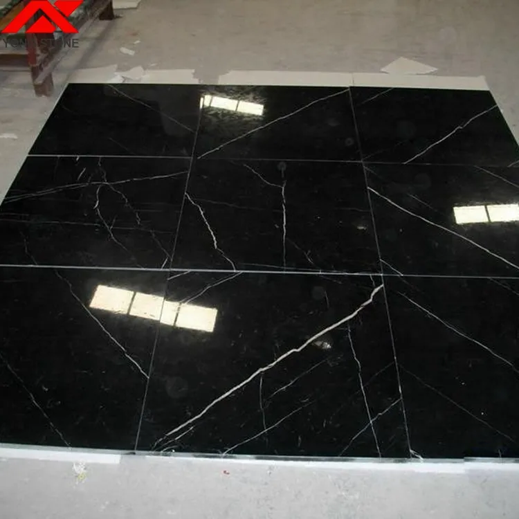 Wholesale Nero Marquina Black Stone Marble TileローズPolished Marble 24 × 24 Tile