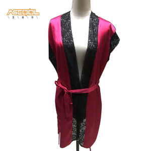 Económicos a corto manga de la gasa elegante ropa de dormir pijamas de las mujeres con un bonito encaje mancha - Product Image 1