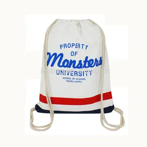 Reusable china supplier custom new products canvas bag backpack for laundry and travel and sport with drawstring