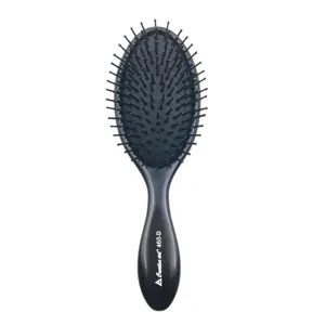 Factory wholesale plastic handle Scalp Massage Detangling Oval cushion black color paddle brush