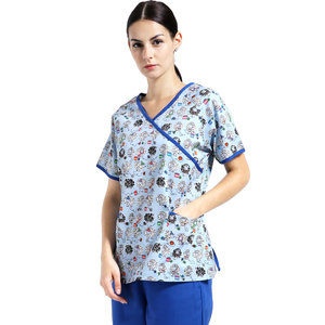 Nuovo Stile ANNO Set di Divise Mediche per Donne Uniformi Ospedaliere con Scollo a V Stampa Cartoon Uniforme <span class=keywords><strong>da</strong></span> Medico e Infermiere - Product Image 1