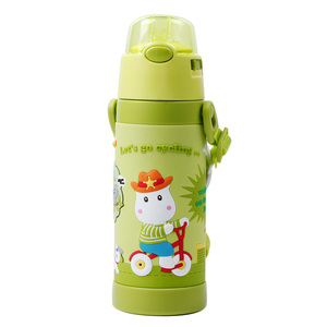 Pinkah 3D bande dessinée manches bébé flacon en acier inoxydable enfants <span class=keywords><strong>thermos</strong></span> pour enfants avec de la paille et sangle - Product Image 1