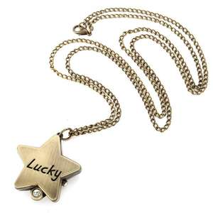 Orologio al Quarzo Vintage alla Moda, Orologio da Tasca a Forma di Stella Portafortuna in Lega per Donne e Ragazze, Collana con Catena per Maglione - Product Image 3