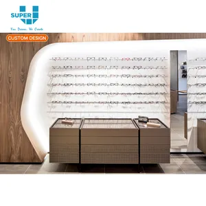 Custom LED Sunglasses Wall Mounted Eyewear Display Design for Optical Retail Store Layout