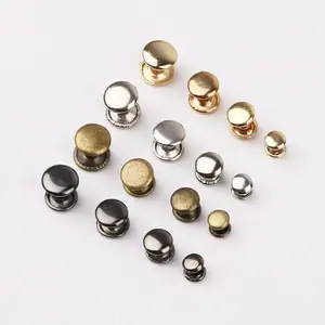 7mm silver/gold/brass high quality Metal Leather Belt double snap cap rivet button