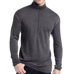 Nach 100% Reine Merino Wolle Männer der 1/4 Zip Im Freien Sportlich Basis Schicht Sport Lange Hülse Kleidung Hemd