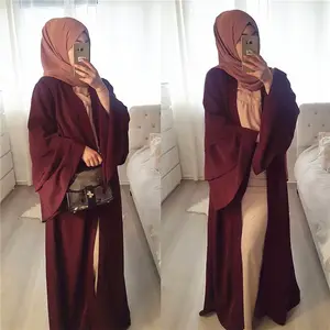 Good Looking Soft Crepe Long Sleeve Solid Color Turkish Clothes Women Plus Size Muslim Dress Dubai Duabi Abaya 2018