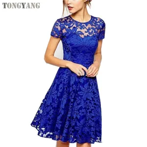 Tongyang Vrouwen Elegante Zoete Hallow Out Lace Jurk Sexy Party Prinses Slanke Zomer Jurken